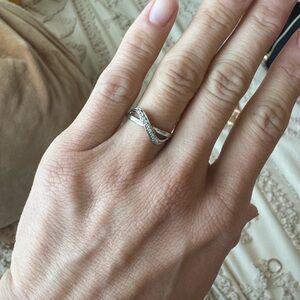 Silver & Diamond Infinity Twist Ring